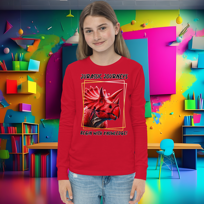 Triceratops Trek: Jurassic Journeys Youth Long Sleeve Tee  (Unisex)