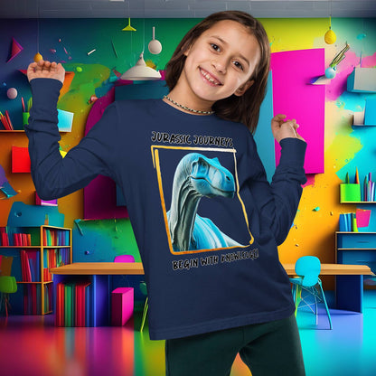 Brontosaurus Adventure Youth Long Sleeve Tee – Prehistoric Playtime!  (Unisex)