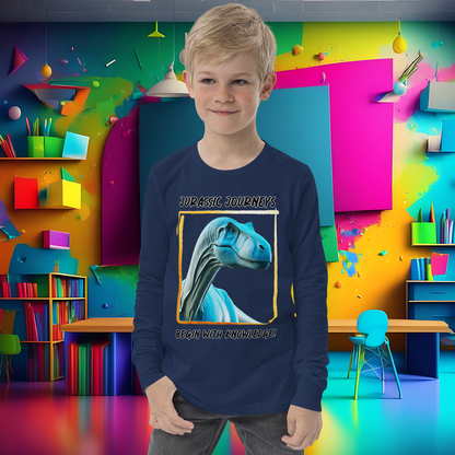 Brontosaurus Adventure Youth Long Sleeve Tee – Prehistoric Playtime!  (Unisex)