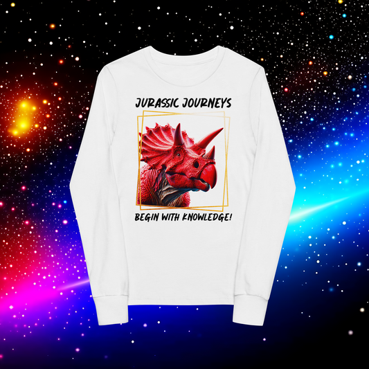 Triceratops Trek: Jurassic Journeys Youth Long Sleeve Tee  (Unisex)