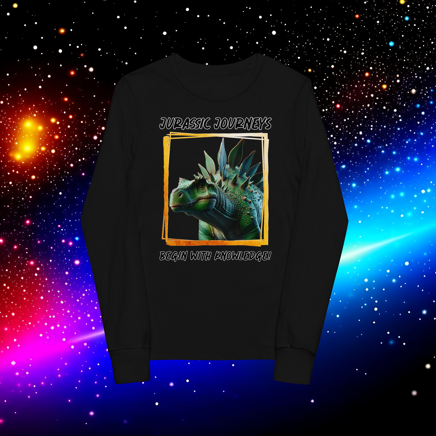 Stegosaurus Knowledge Quest - Youth Long Sleeve Tee  (Unisex)