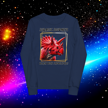 Triceratops Trek: Jurassic Journeys Youth Long Sleeve Tee  (Unisex)