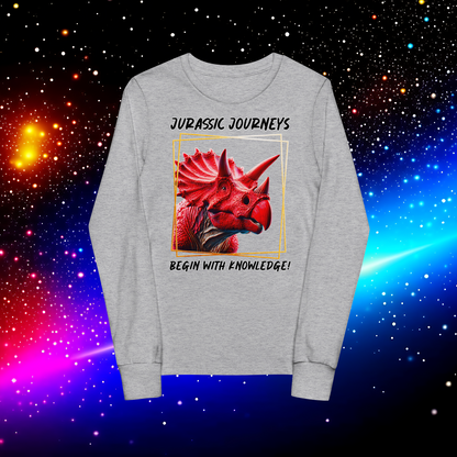 Triceratops Trek: Jurassic Journeys Youth Long Sleeve Tee  (Unisex)