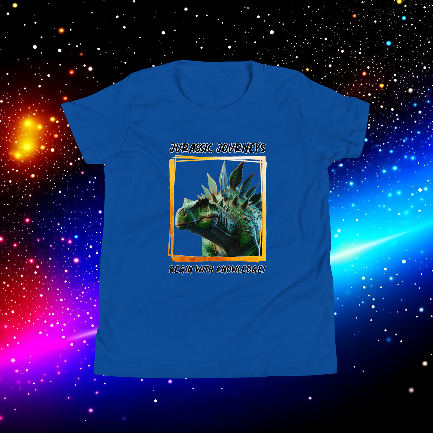 Stegosaurus Knowledge Quest - Youth Short Sleeve T-Shirt  (Unisex)