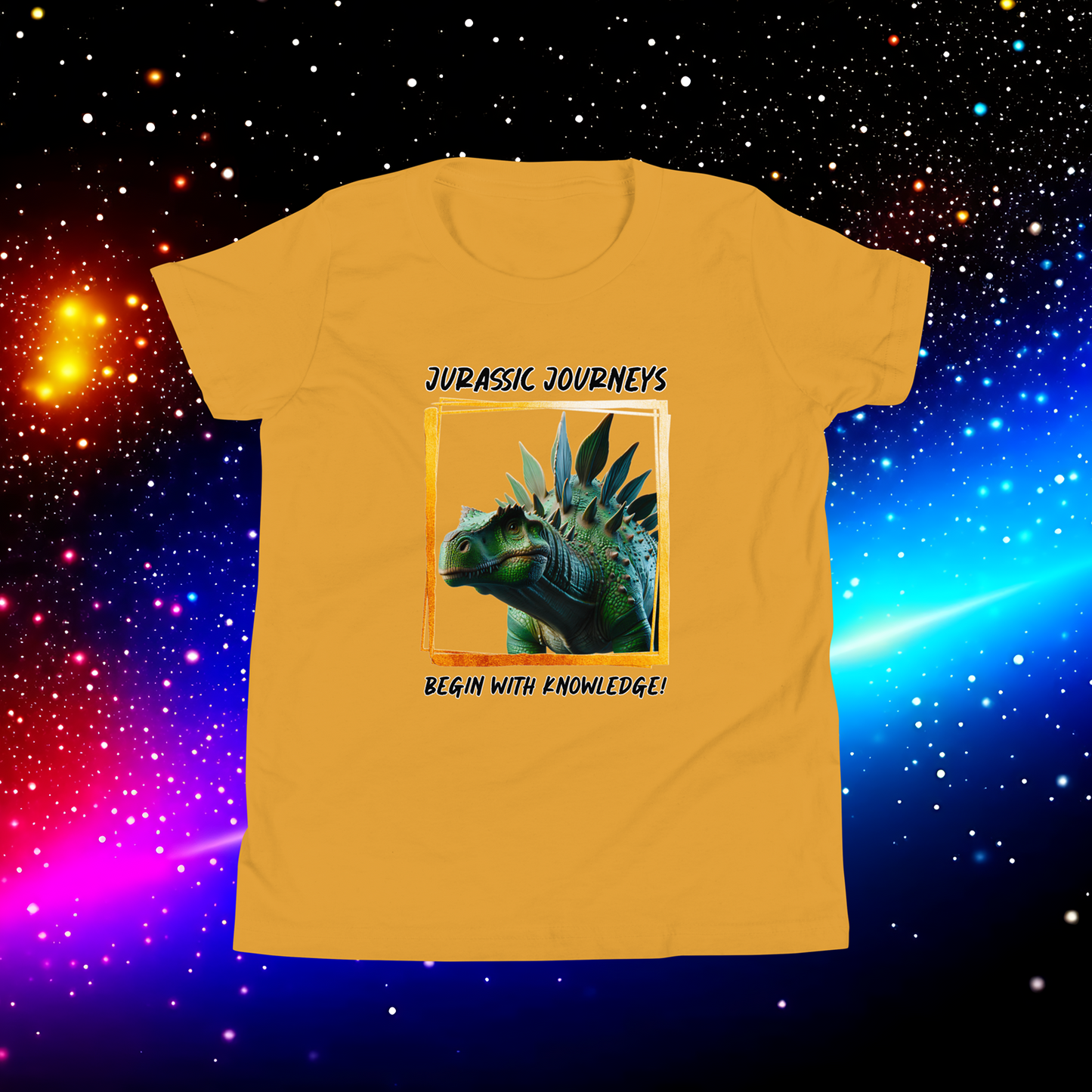 Stegosaurus Knowledge Quest - Youth Short Sleeve T-Shirt  (Unisex)