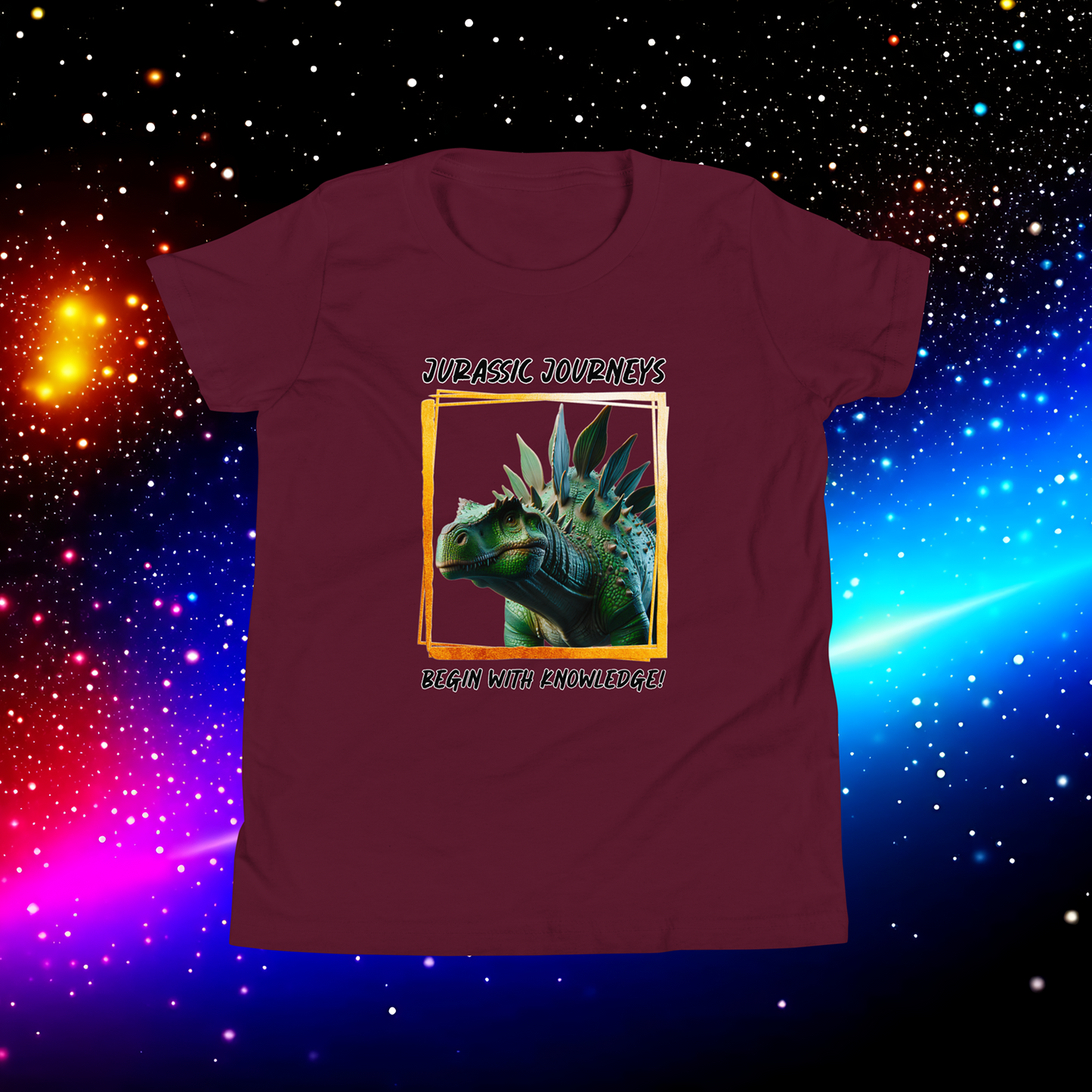 Stegosaurus Knowledge Quest - Youth Short Sleeve T-Shirt  (Unisex)