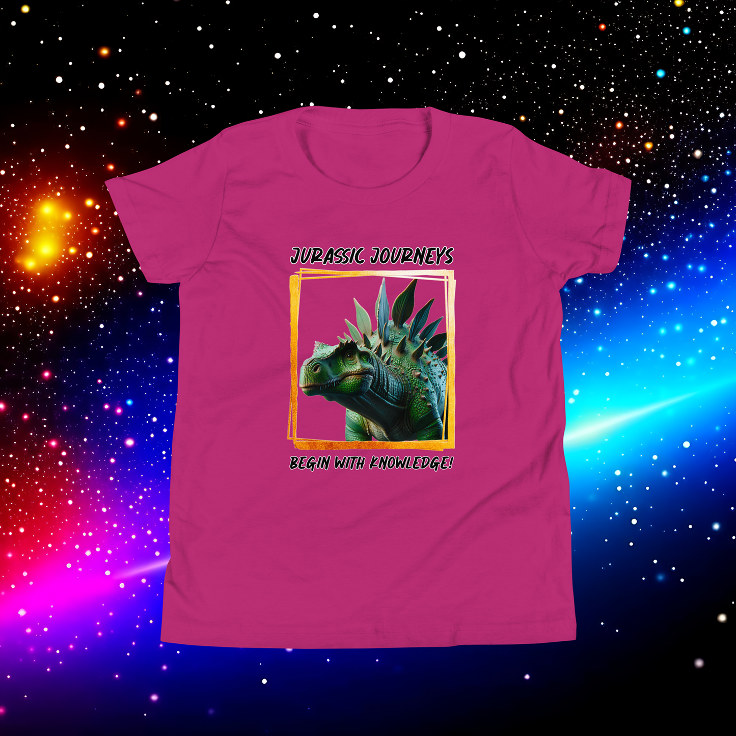 Stegosaurus Knowledge Quest - Youth Short Sleeve T-Shirt  (Unisex)