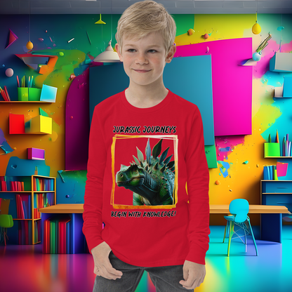 Stegosaurus Knowledge Quest - Youth Long Sleeve Tee  (Unisex)