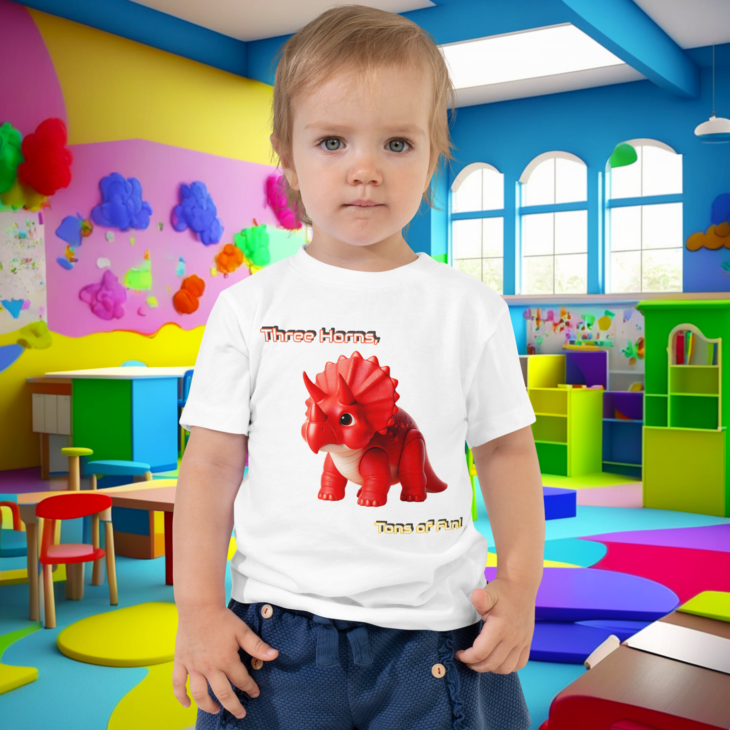 Triceratops Play Toddler Short Sleeve Tee - Three Horns, Tons of Fun!  (Unisex)