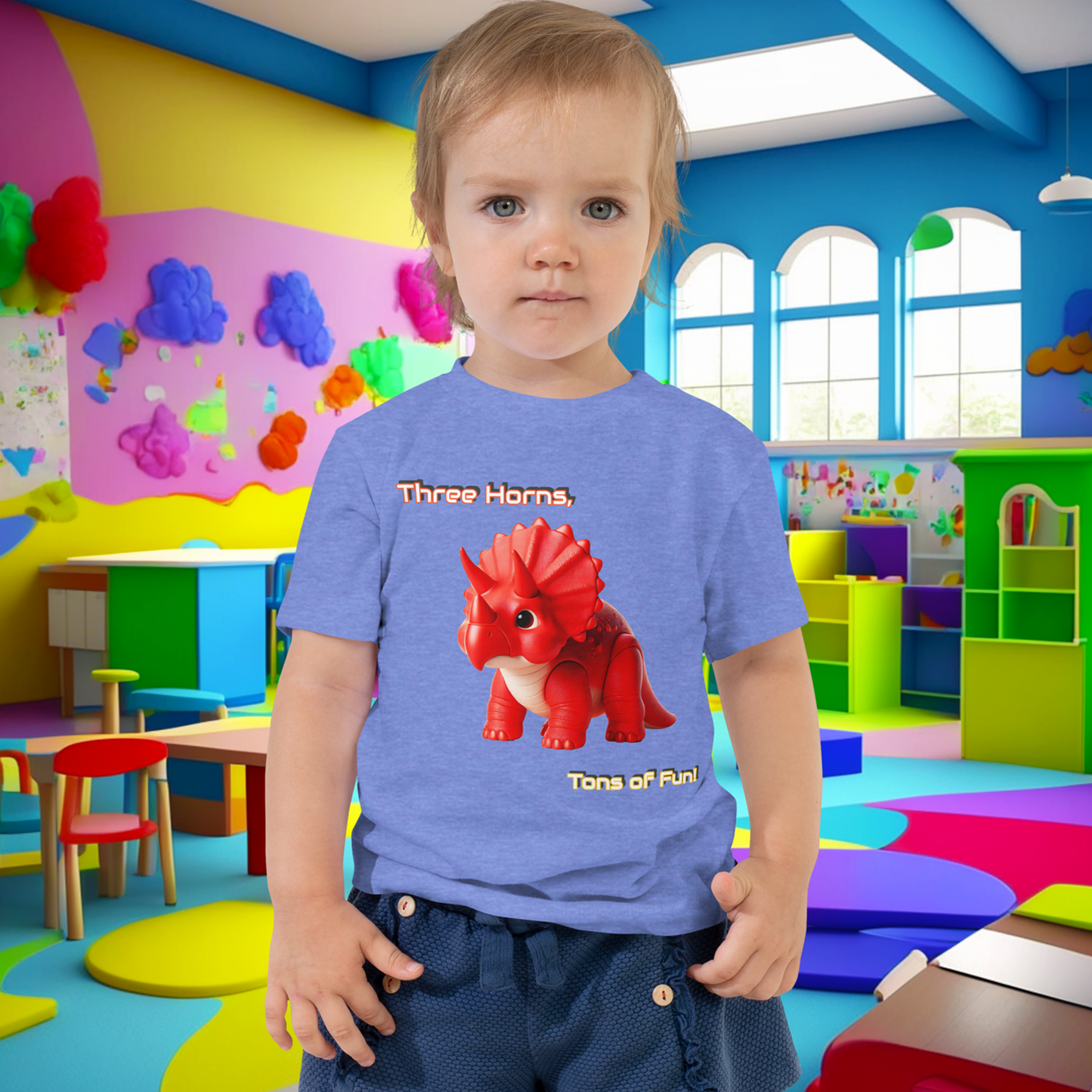 Triceratops Play Toddler Short Sleeve Tee - Three Horns, Tons of Fun!  (Unisex)