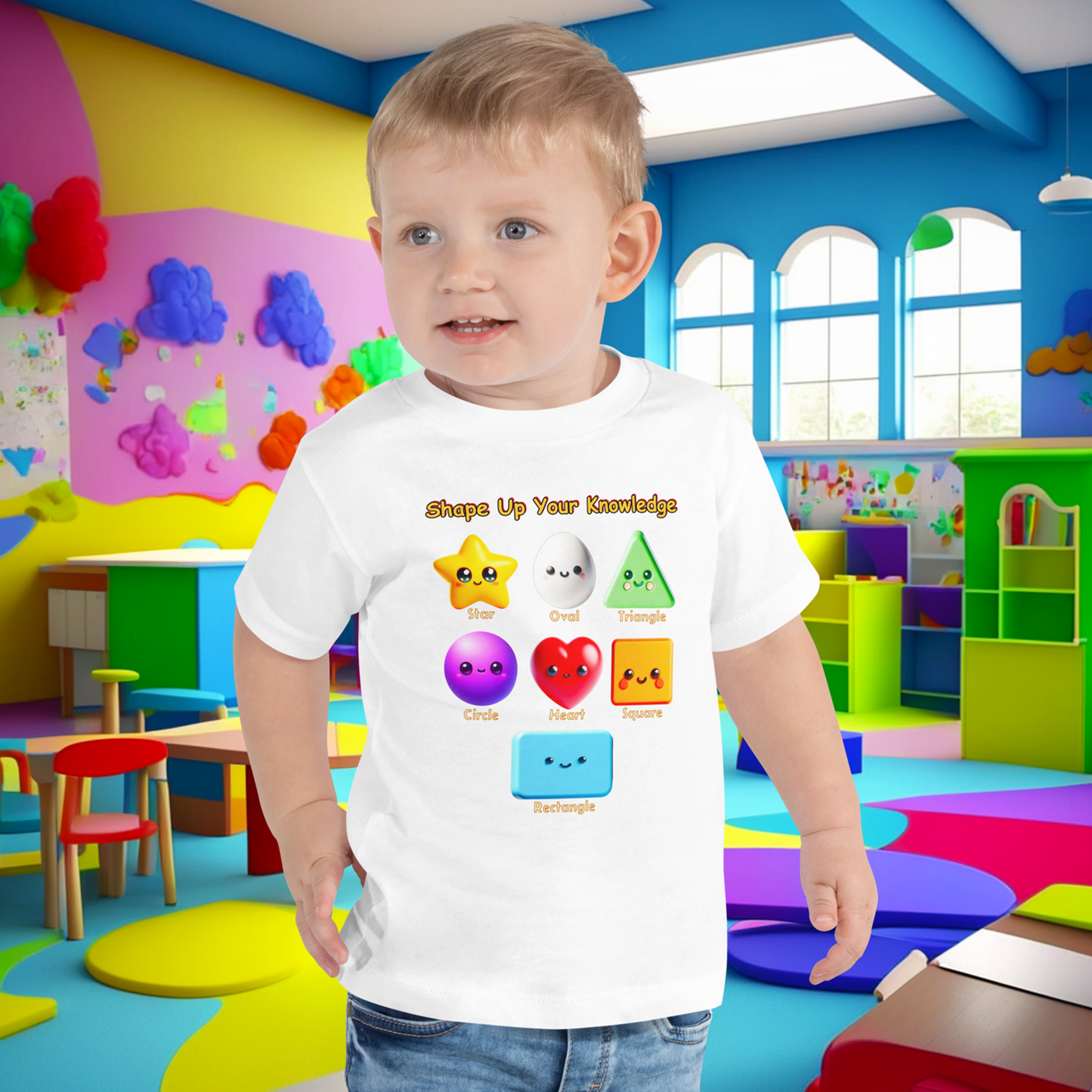 Shape Up Your Knowledge! Toddler Short Sleeve Tee - Early Learning Adventure!  (Unisex)