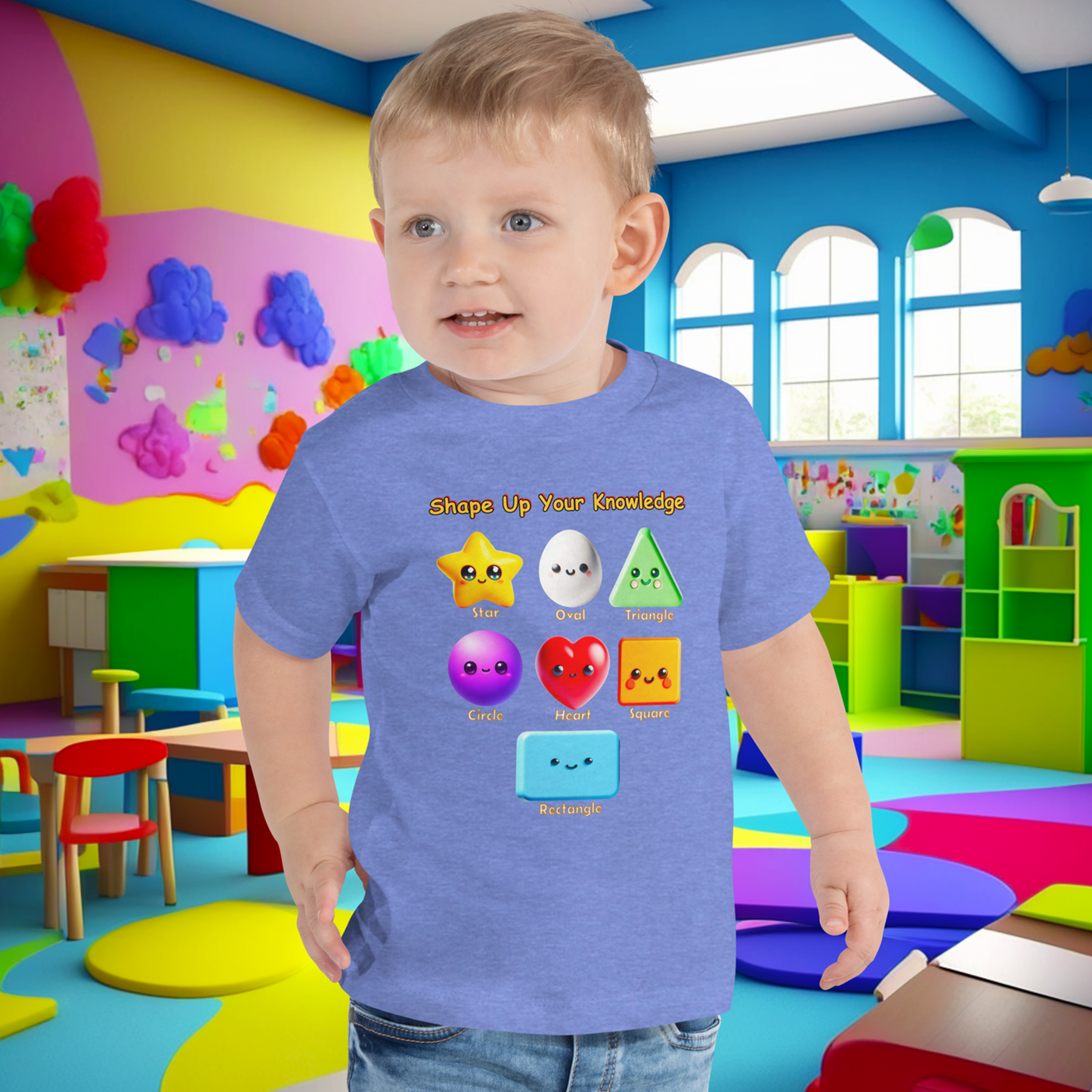 Shape Up Your Knowledge! Toddler Short Sleeve Tee - Early Learning Adventure!  (Unisex)