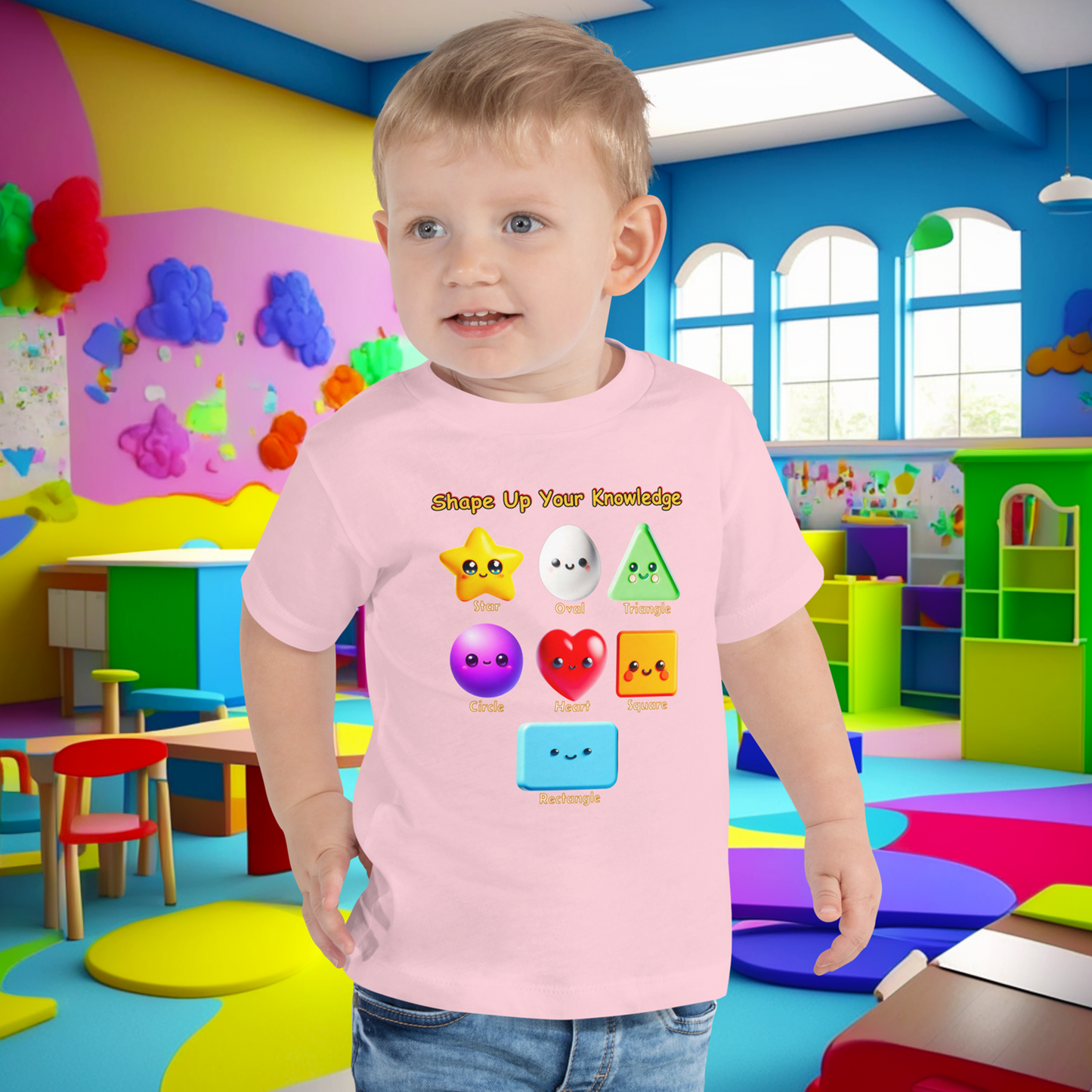 Shape Up Your Knowledge! Toddler Short Sleeve Tee - Early Learning Adventure!  (Unisex)