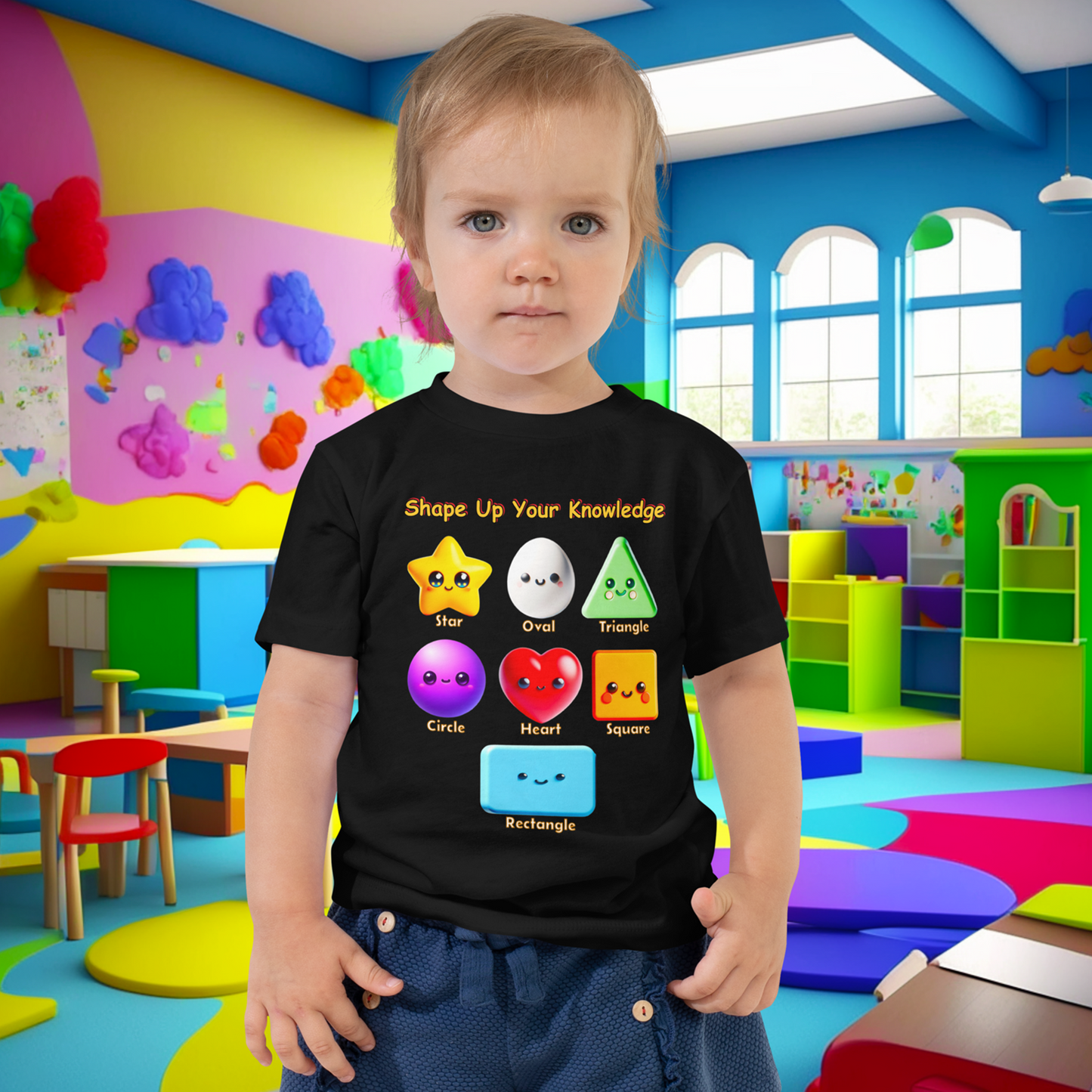 Shape Up Your Knowledge! Toddler Short Sleeve Tee - Early Learning Adventure!  (Unisex)