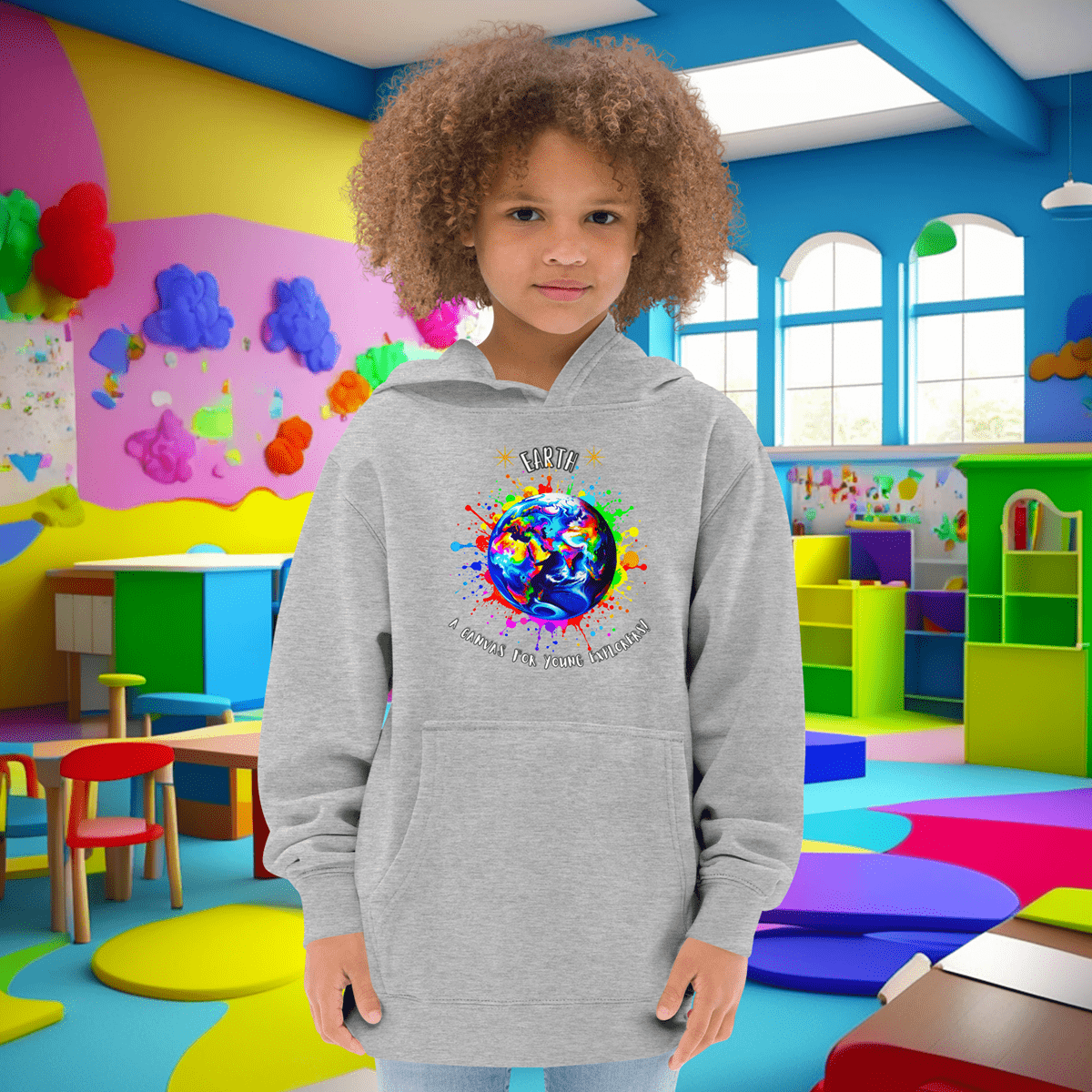 Global Explorer: Kids' Color Splash Fleece Hoodie  (Unisex)