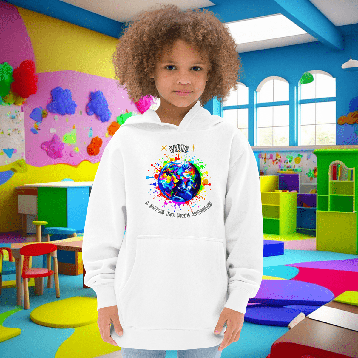 Global Explorer: Kids' Color Splash Fleece Hoodie  (Unisex)